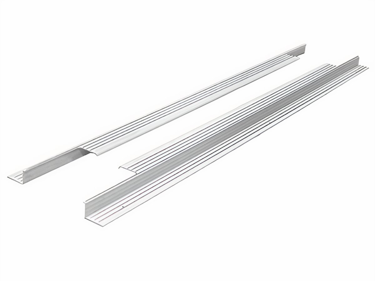 VW Beetle Convertible Billet Door Sill Plates - Gloss White w/ Polished Ribs - Pair