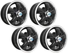 EMPI GT-5 VW Wheel - 5 Lug - Gloss Black w/ Polished Lip - 5x205 - Set of 4