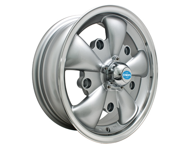 EMPI GT-5 VW Wheel - Silver w/ Polished Lip - 5x205