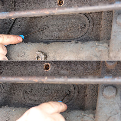 Removing the Shift Rod Access Plate on the Frame Head