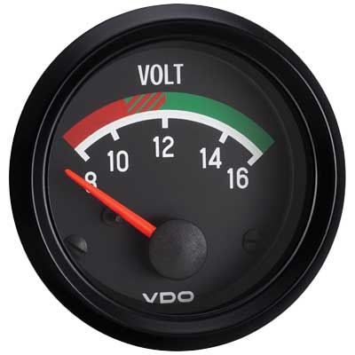 VDO Cockpit Series Voltmeter Gauge - 8-16 Volts - 2 1/16"