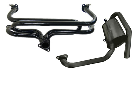 Vendo escape 4 a 1 bugpack Vw_empi_high_mount_quiet_muffler_exhaust_black_100_flange_3650_3682