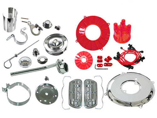 VW Engine Trim Kit - Super Deluxe Chrome - Red