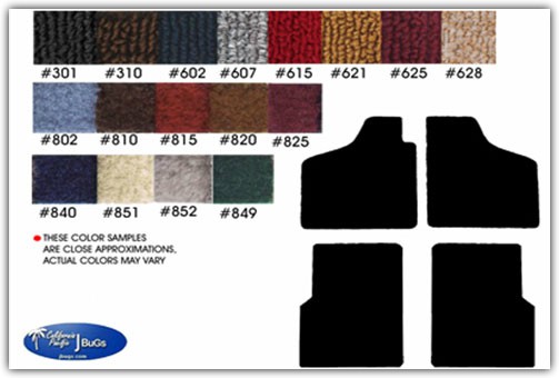 1973-1974 VW Thing Front and Rear Carpeted Floor Mats 1973-1974 VW Thing Front and Rear Carpeted Floor Mats