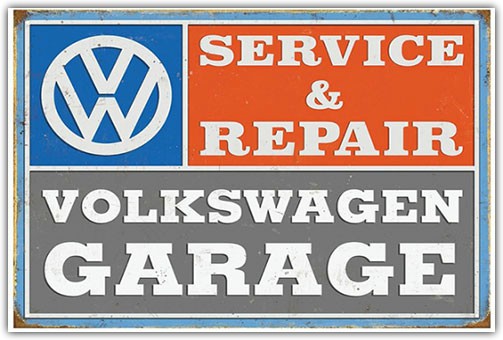 VW Service and Repair Garage Metal Wall Sign VW Service and Repair Garage Metal Wall Sign