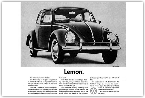 Classic VW "Lemon" Advertisement