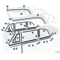 1973-79 Super Beetle Convertible Seal Diagram