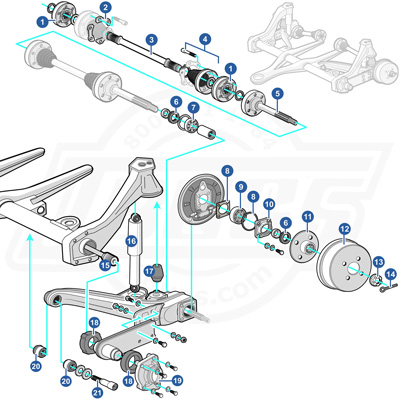 1968.5-73 Type 3 I.R.S. Rear Suspension Diagram