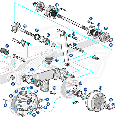1968-70 Type 2 Rear Suspension Diagram