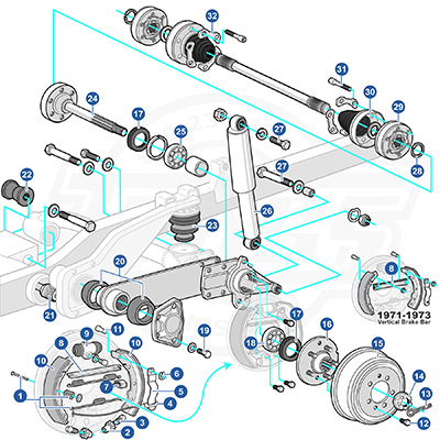 1971-79 Type 2 Rear Suspension Diagram