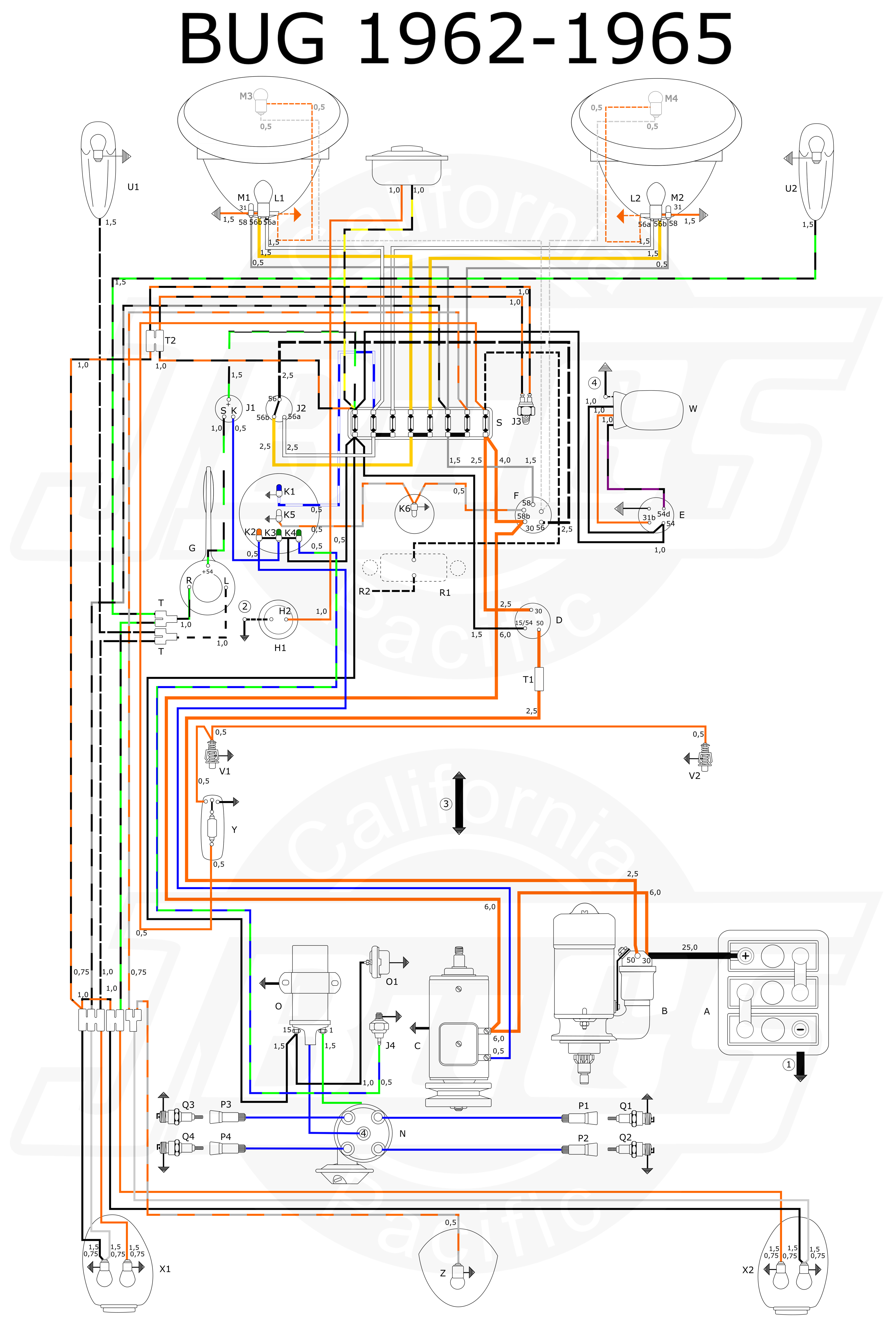 VW Tech Article 1960-61 Wiring Diagram  Electrical Wiring Diagram 1963 Vw Beetle Standard    JBugs